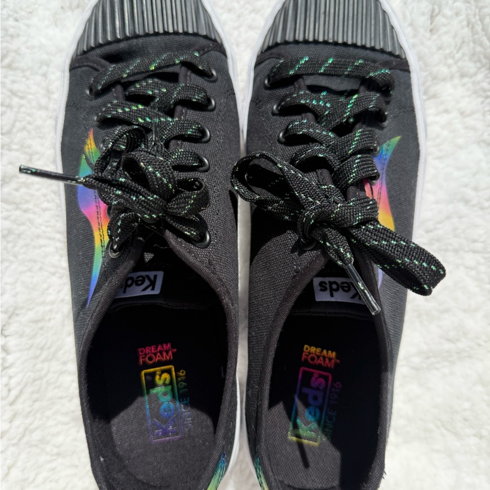 Keds Black Sneakers with Rainbow Accents